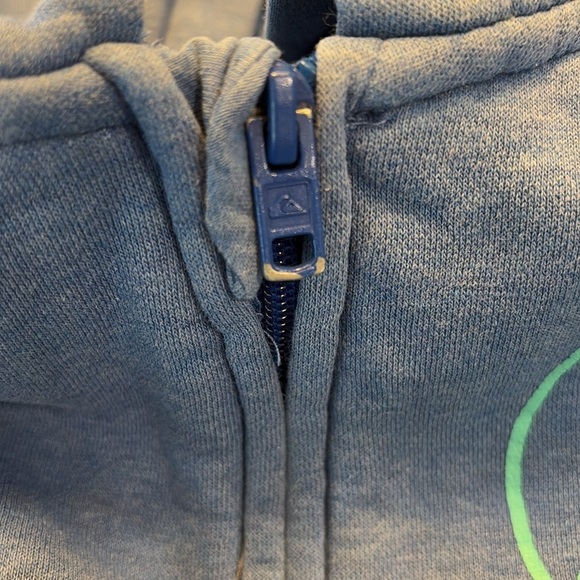 Boys Quiksilver Blue Full Zip Hoodie,‎ Sweatshirt, Green Logo, Youth Small / 10. - Picture 9 of 9